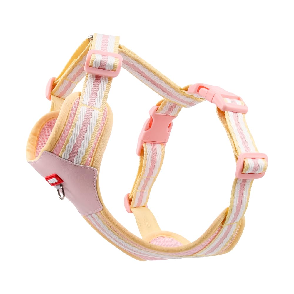 PawWave H Shape Dog Harness for Small and Medium Dogs, No Pull &, Escape-proff, Soft Mesh Vest, Adjustable Fit, Bright Yellow/Cream Blue/Sakura Pink,/Violet, XS-L