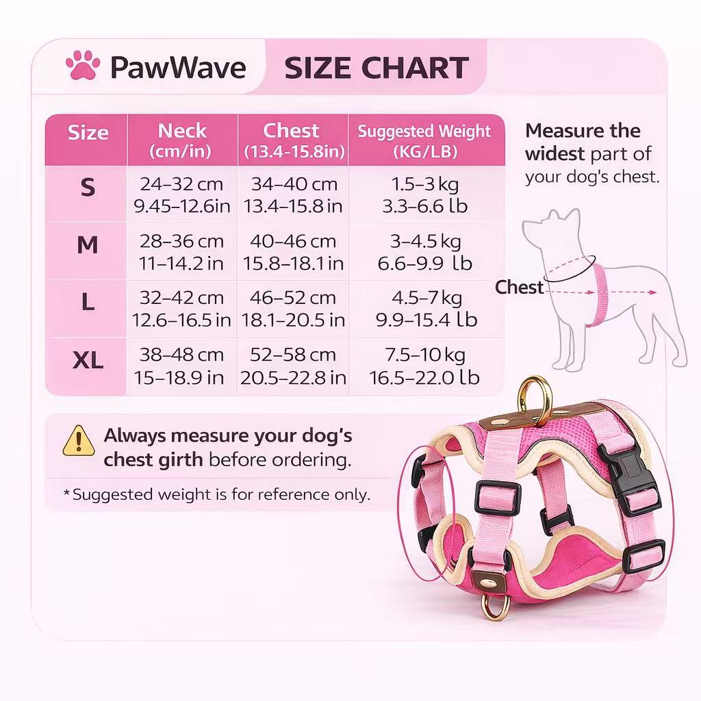 PawWave No-Pull Dog Harness, Leash and Car Safety Leash Set, Front Clip Lightweight Mesh Vest for Small and Medium Dogs