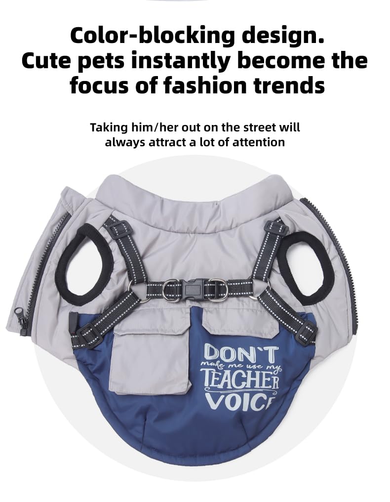 Winter Waterproof Dog Coat – Reflective, Color-Block Warm Jacket for Small & Medium Dogs