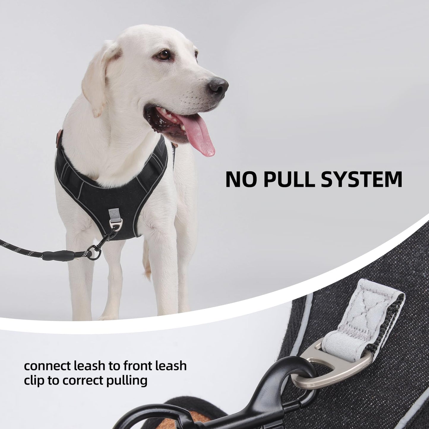 PawWave No- Pull Adjustable Denim Dog Harness-Comfortable Jeans Style Pet Vest with Reflective Straps, Durable Metal Ring, Secure Fit for Samll, Medium &Large Dogs