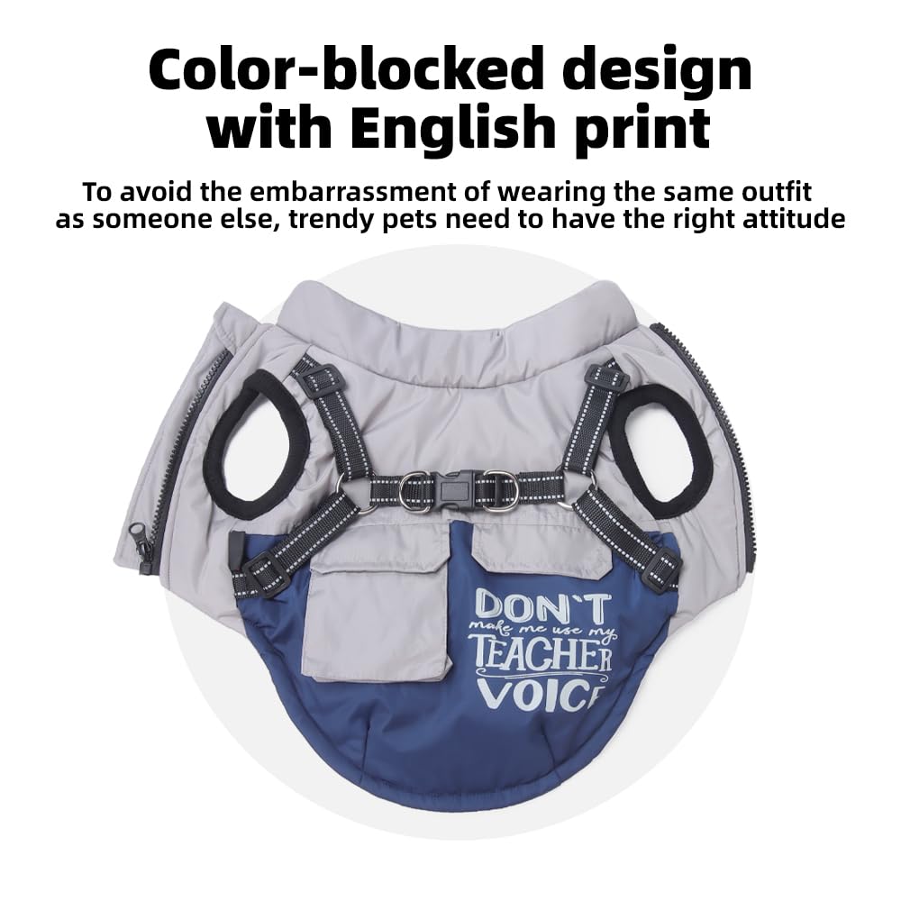 Winter Waterproof Dog Coat – Reflective, Color-Block Warm Jacket for Small & Medium Dogs
