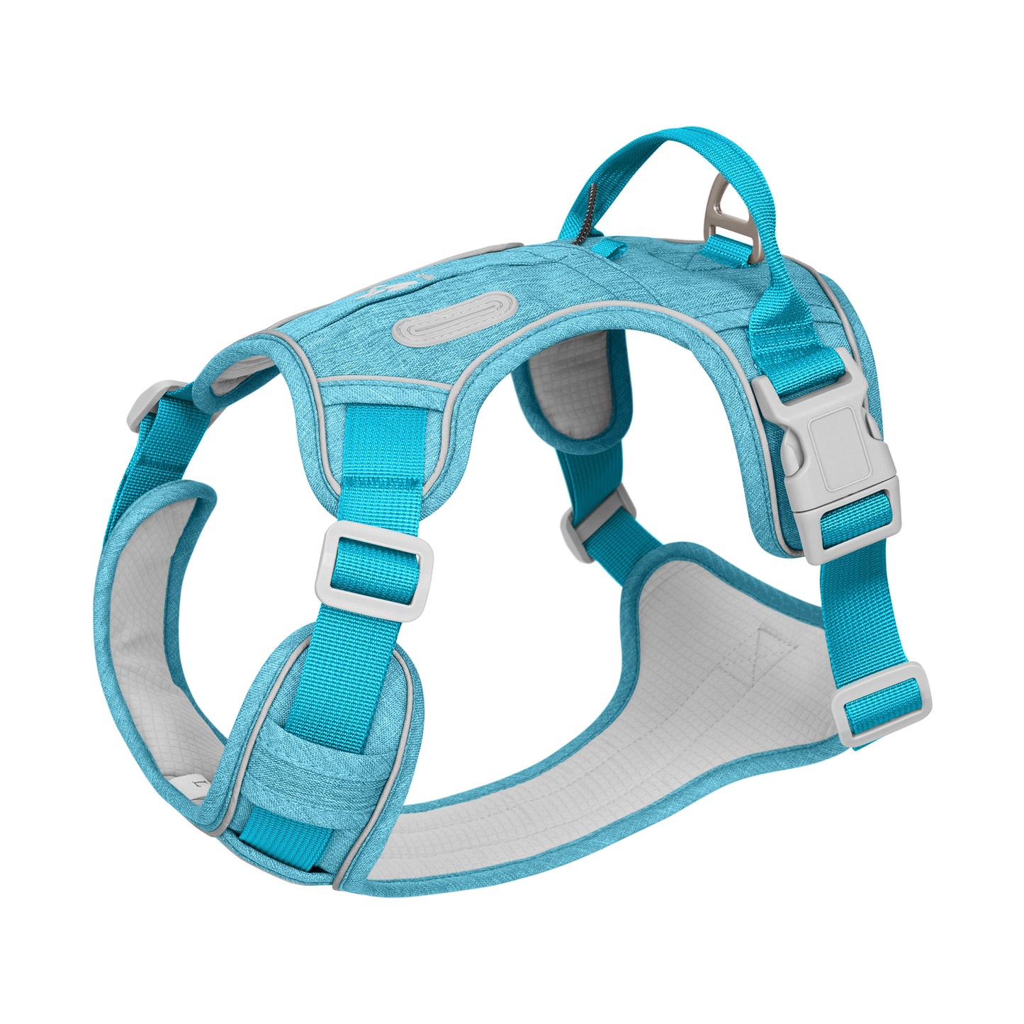 PawWave No Pull Dog Harness with Hidden Tracking Tag Holder– Soft Padded Reflective Vest plus Car Safety Leash set perfectly for small to Large Dogs