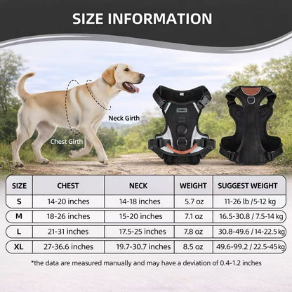 PawWave No-Pull Dog Harness with AirTag Holder adjustable dog vest plus Car safety leash set for small to large Dogs