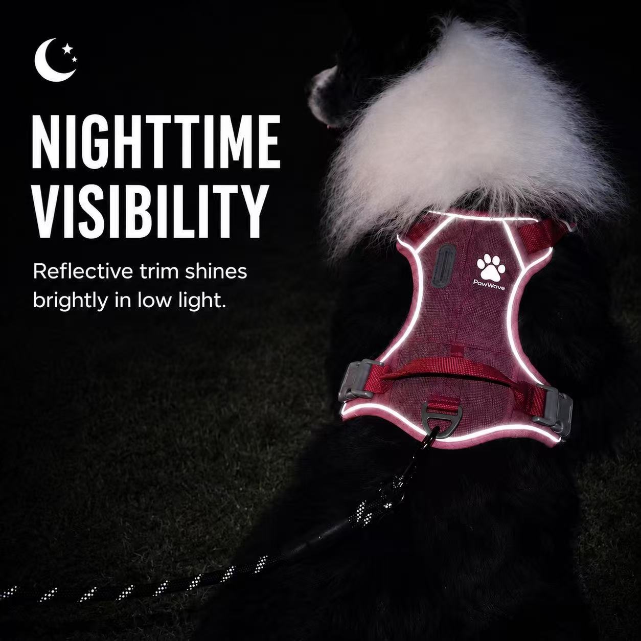 Matching Dog Harness and Leash Set with Hidden Tracker Pocket, Reflective No-Pull
