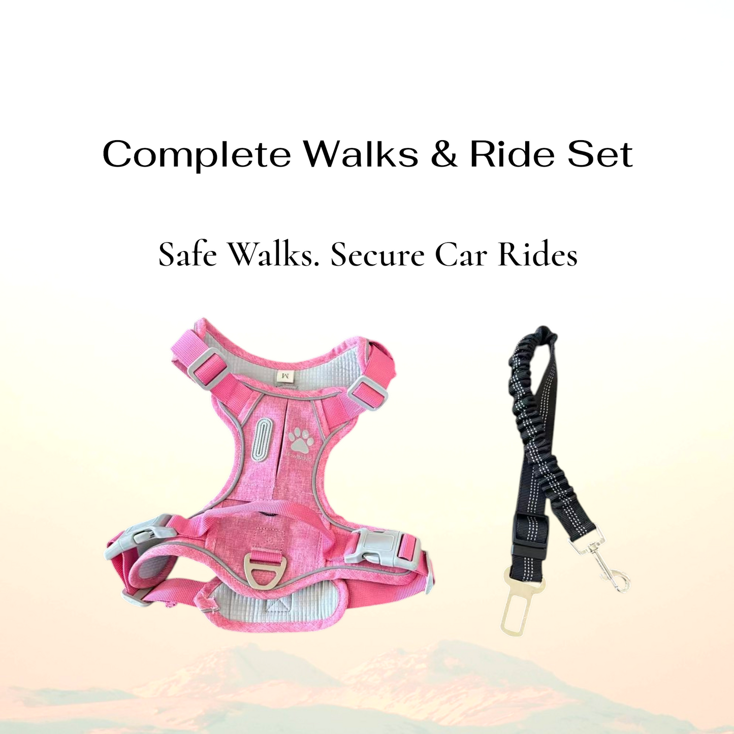 PawWave No Pull Dog Harness with Hidden Tracking Tag Holder– Soft Padded Reflective Vest plus Car Safety Leash set perfectly for small to Large Dogs