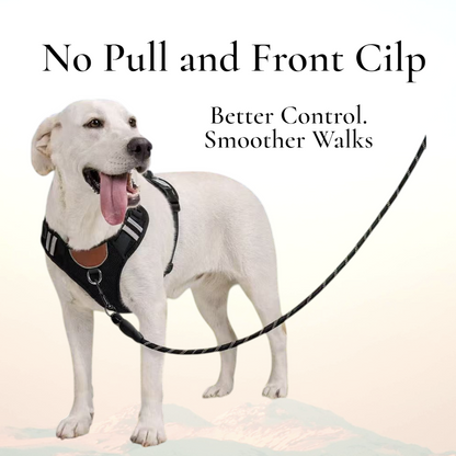 PawWave No-Pull Dog Harness with AirTag Holder adjustable dog vest plus Car safety leash set for small to large Dogs