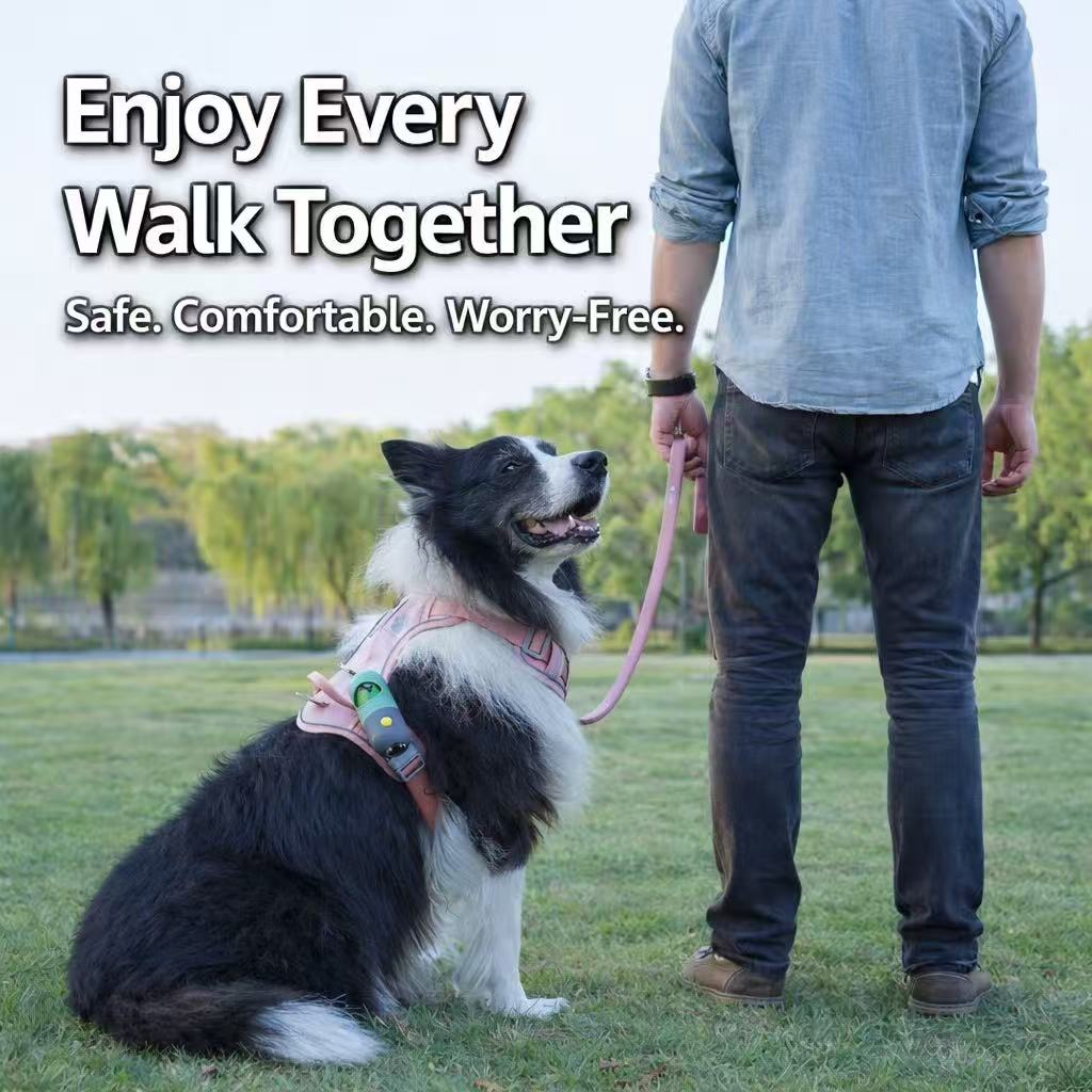 PawWave No Pull Dog Harness with Hidden Tracking Tag Holder– Soft Padded Reflective Vest plus Car Safety Leash set perfectly for small to Large Dogs