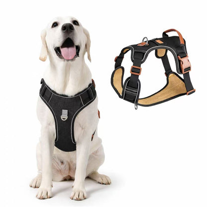 PawWave No pull Denim Dog Harness with Car Safety Leash set for daily stylish walks for small to Large Dogs