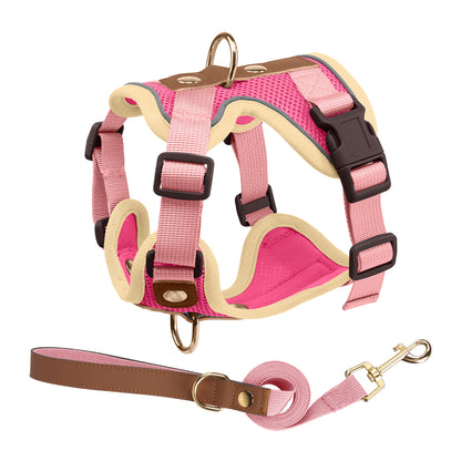 Small Dog & Cat Harness and Leash Set – Lightweight & Reflective