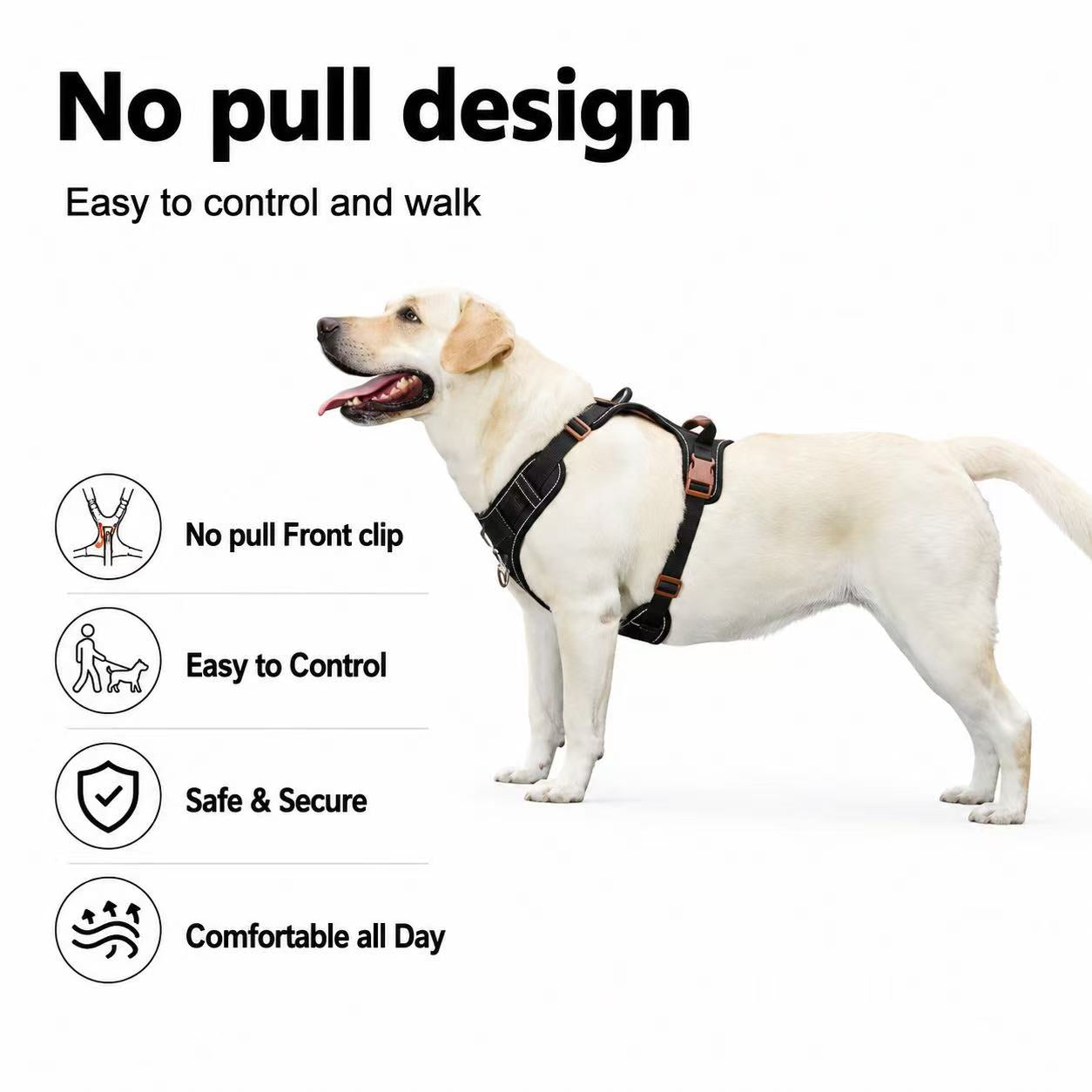 PawWave No pull Denim Dog Harness with Car Safety Leash set for daily stylish walks for small to Large Dogs