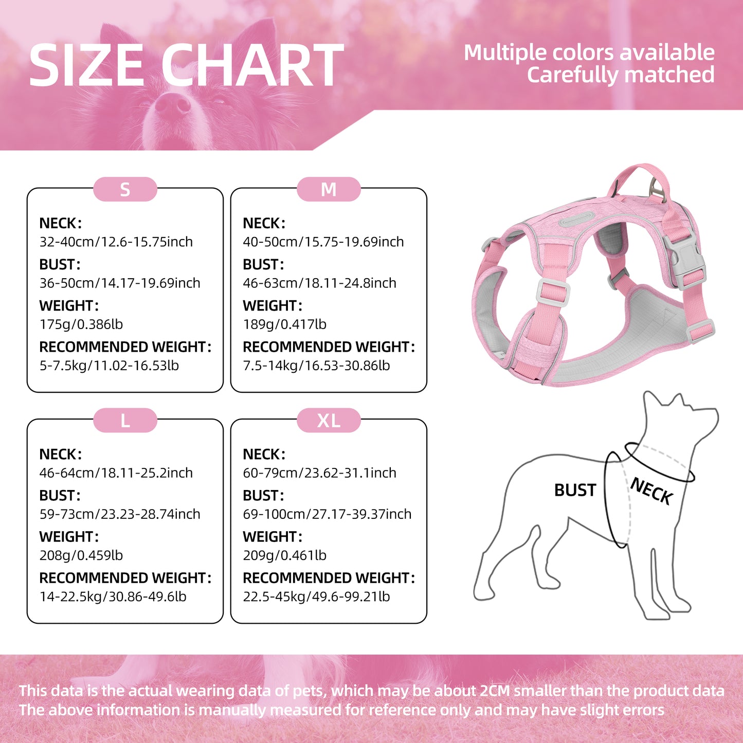 PawWave No Pull Dog Harness with Hidden Tracking Tag Holder– Soft Padded Reflective Vest plus Car Safety Leash set perfectly for small to Large Dogs