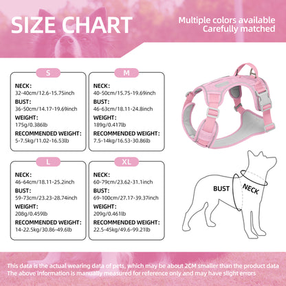 PawWave No Pull Dog Harness with Hidden Tracking Tag Holder– Soft Padded Reflective Vest plus Car Safety Leash set perfectly for small to Large Dogs