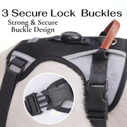 PawWave No-Pull Dog Harness with AirTag Holder adjustable dog vest plus Car safety leash set for small to large Dogs
