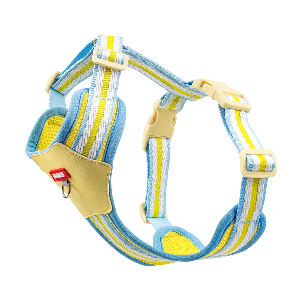 PawWave H Shape Dog Harness for Small and Medium Dogs, No Pull &, Escape-proff, Soft Mesh Vest, Adjustable Fit, Bright Yellow/Cream Blue/Sakura Pink,/Violet, XS-L