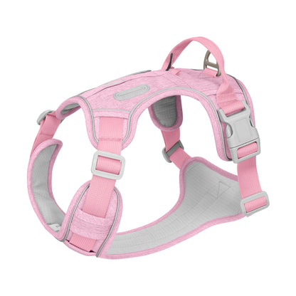 PawWave No Pull Dog Harness with Hidden Tracking Tag Holder– Soft Padded Reflective Vest plus Car Safety Leash set perfectly for small to Large Dogs