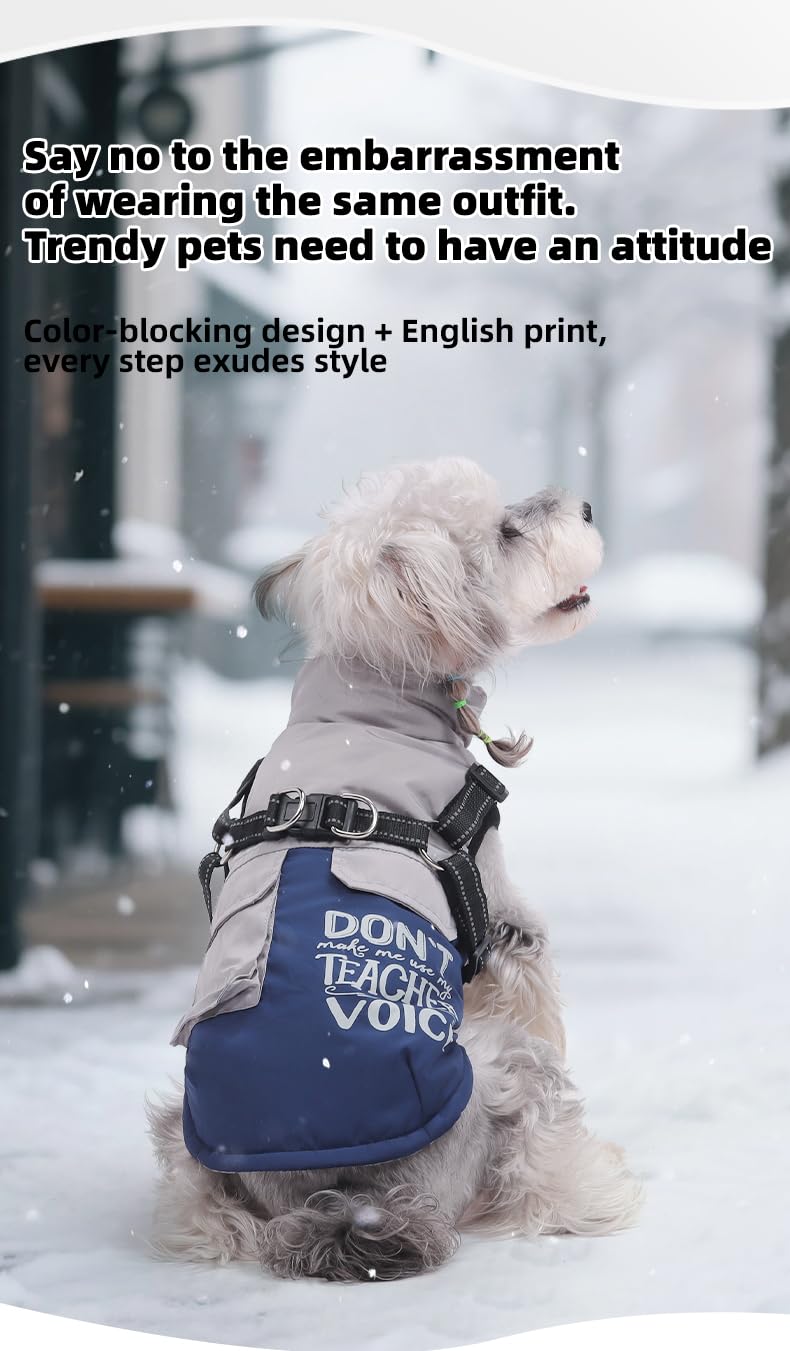 Winter Waterproof Dog Coat – Reflective, Color-Block Warm Jacket for Small & Medium Dogs