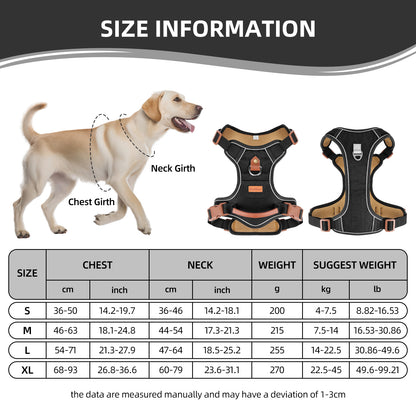 PawWave No pull Denim Dog Harness with Car Safety Leash set for daily stylish walks for small to Large Dogs