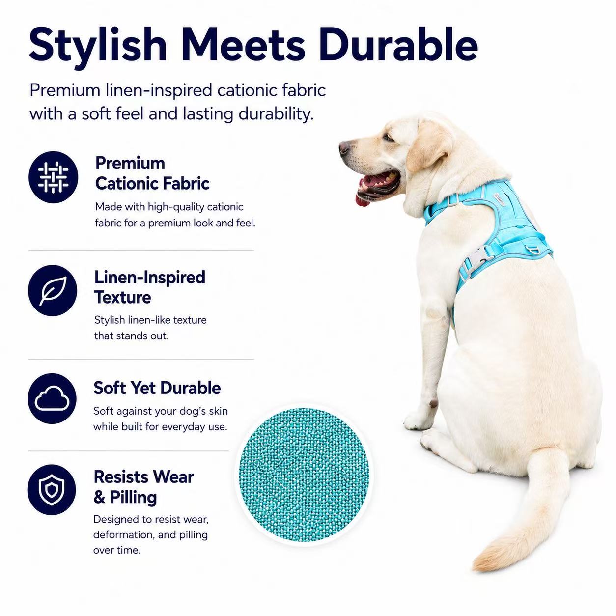 Matching Dog Harness and Leash Set with Hidden Tracker Pocket, Reflective No-Pull