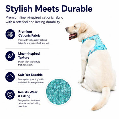 Matching Dog Harness and Leash Set with Hidden Tracker Pocket, Reflective No-Pull