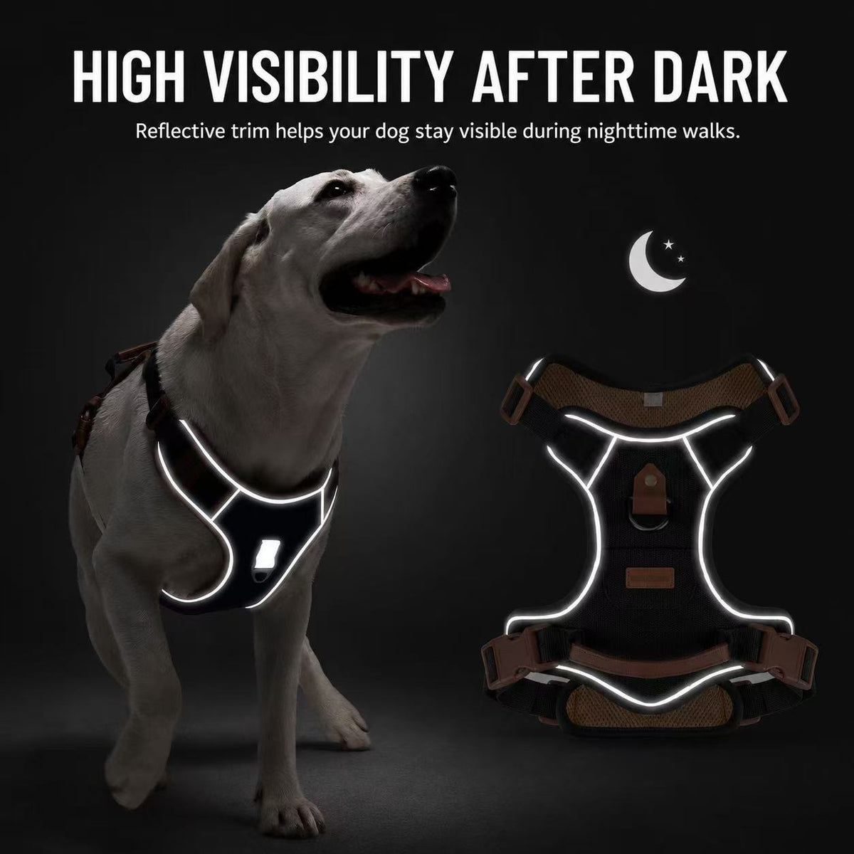 Denim No-Pull Dog Harness – Reflective & Adjustable
