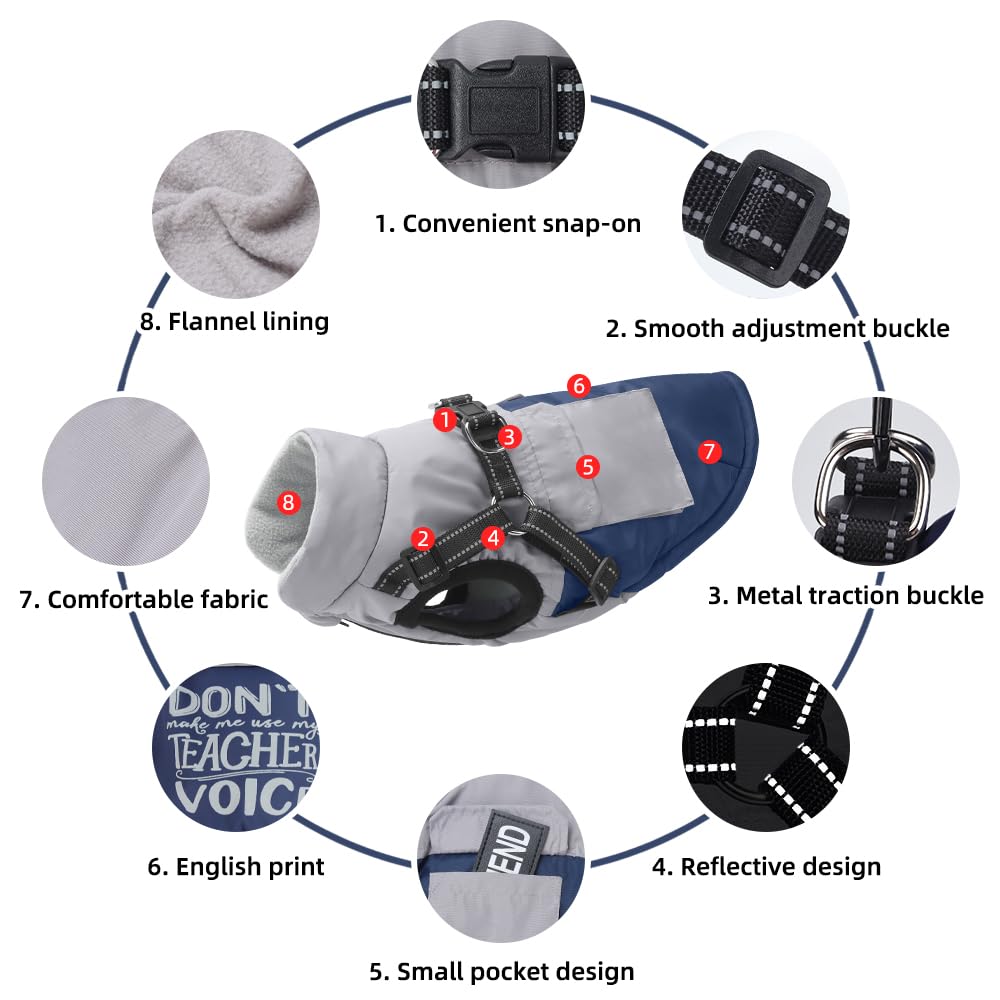 Winter Waterproof Dog Coat – Reflective, Color-Block Warm Jacket for Small & Medium Dogs