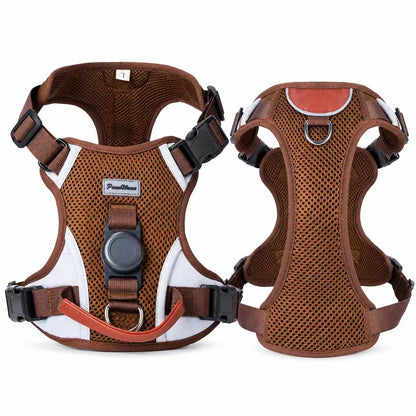 PawWave No-Pull Dog Harness with AirTag Holder adjustable dog vest plus Car safety leash set for small to large Dogs