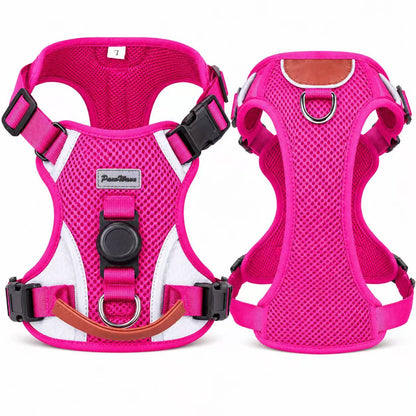 PawWave No-Pull Dog Harness with AirTag Holder adjustable dog vest plus Car safety leash set for small to large Dogs