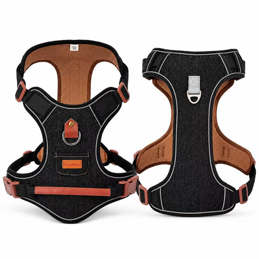 Denim No-Pull Dog Harness – Reflective & Adjustable