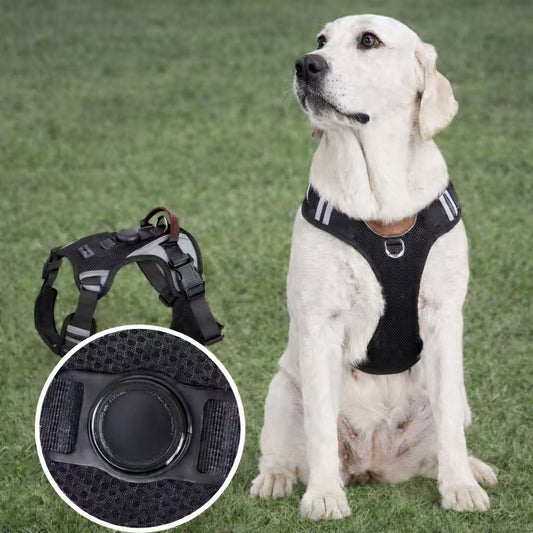 PawWave No-Pull Dog Harness with AirTag Holder adjustable dog vest plus Car safety leash set for small to large Dogs