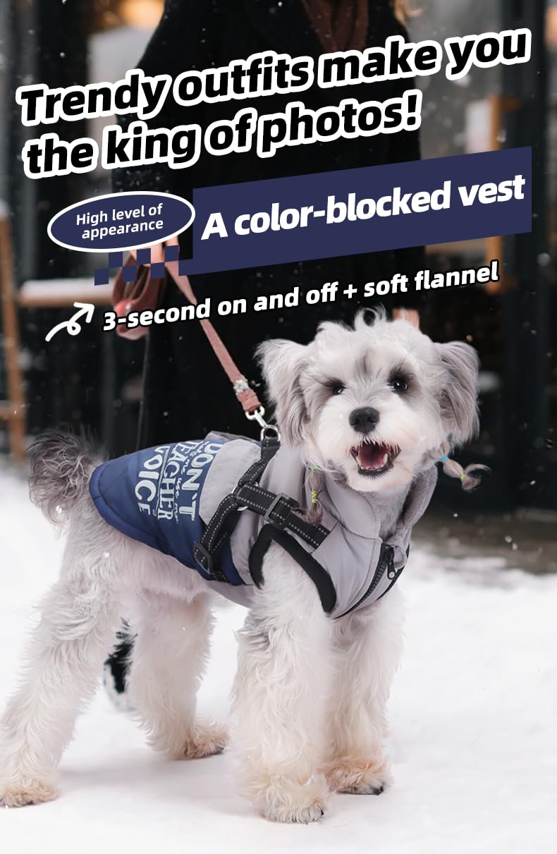 Winter Waterproof Dog Coat – Reflective, Color-Block Warm Jacket for Small & Medium Dogs