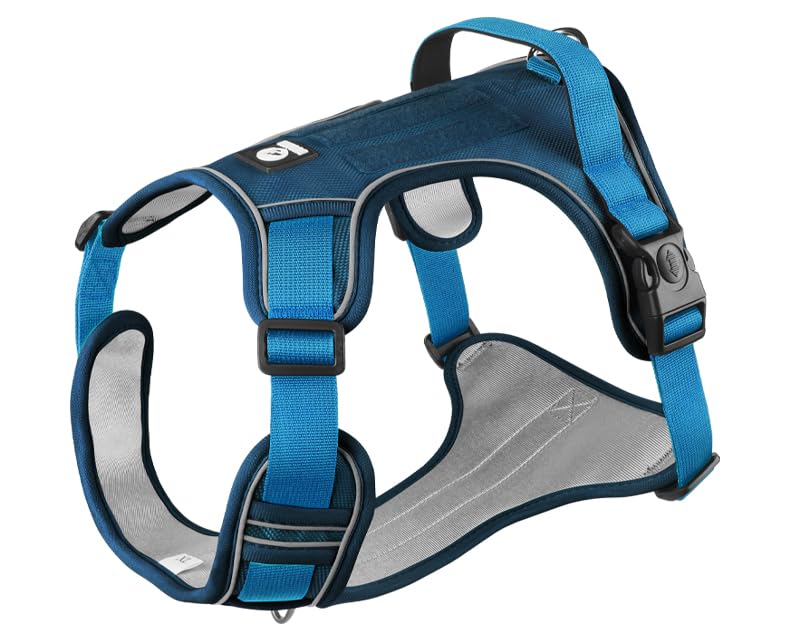 PawWave Tactical Dog Harness, Military-Style Working Dog Vest, Medium/Large Breeds, Black/Red