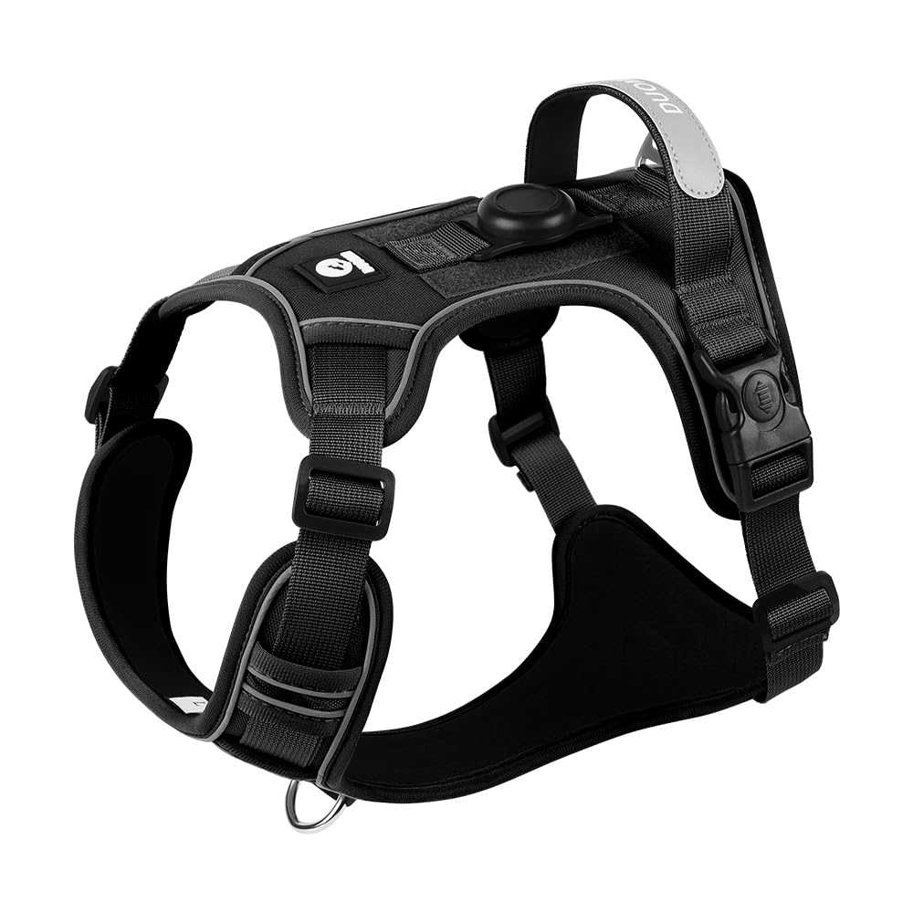 AirTag-Ready No-Pull Dog Harness with AirTag Holder-PawWave,Adjustable Reflective Vest for Medium & Large Dogs