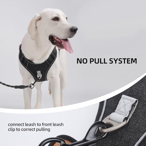 PawWave No- Pull Adjustable Denim Dog Harness-Comfortable Jeans Style Pet Vest with Reflective Straps, Durable Metal Ring, Secure Fit for Samll, Medium &Large Dogs